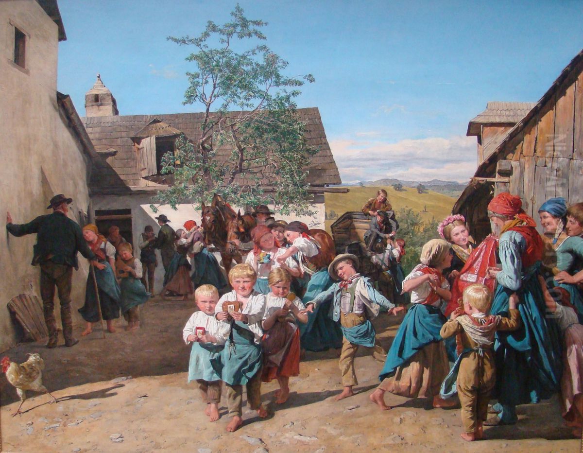 Return from the Church Fair Oil Painting by Ferdinand Georg Waldmuller