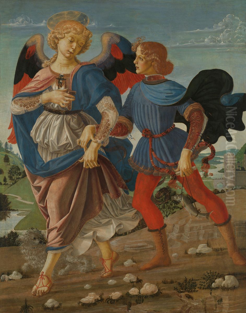 Tobias and the Angel Oil Painting by Andrea Del Verrocchio
