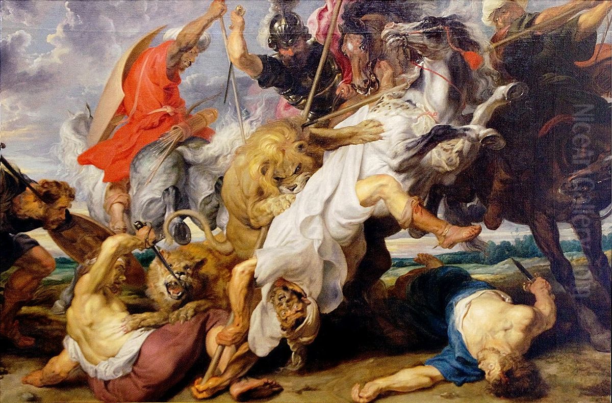 The Lion Hunt Oil Painting by (studio of) Rubens, Peter Paul