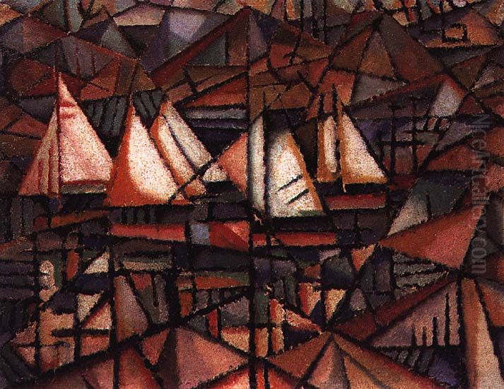 Unknown title (Boats) Oil Painting by Amadeo De Souza Cardoso