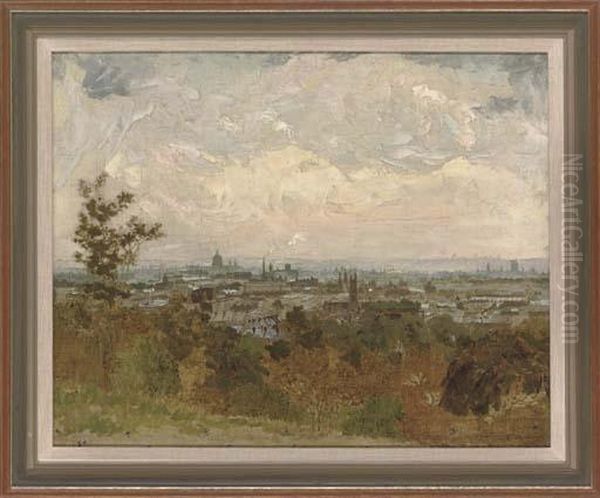London From Parliament Hill Oil Painting by George Carline