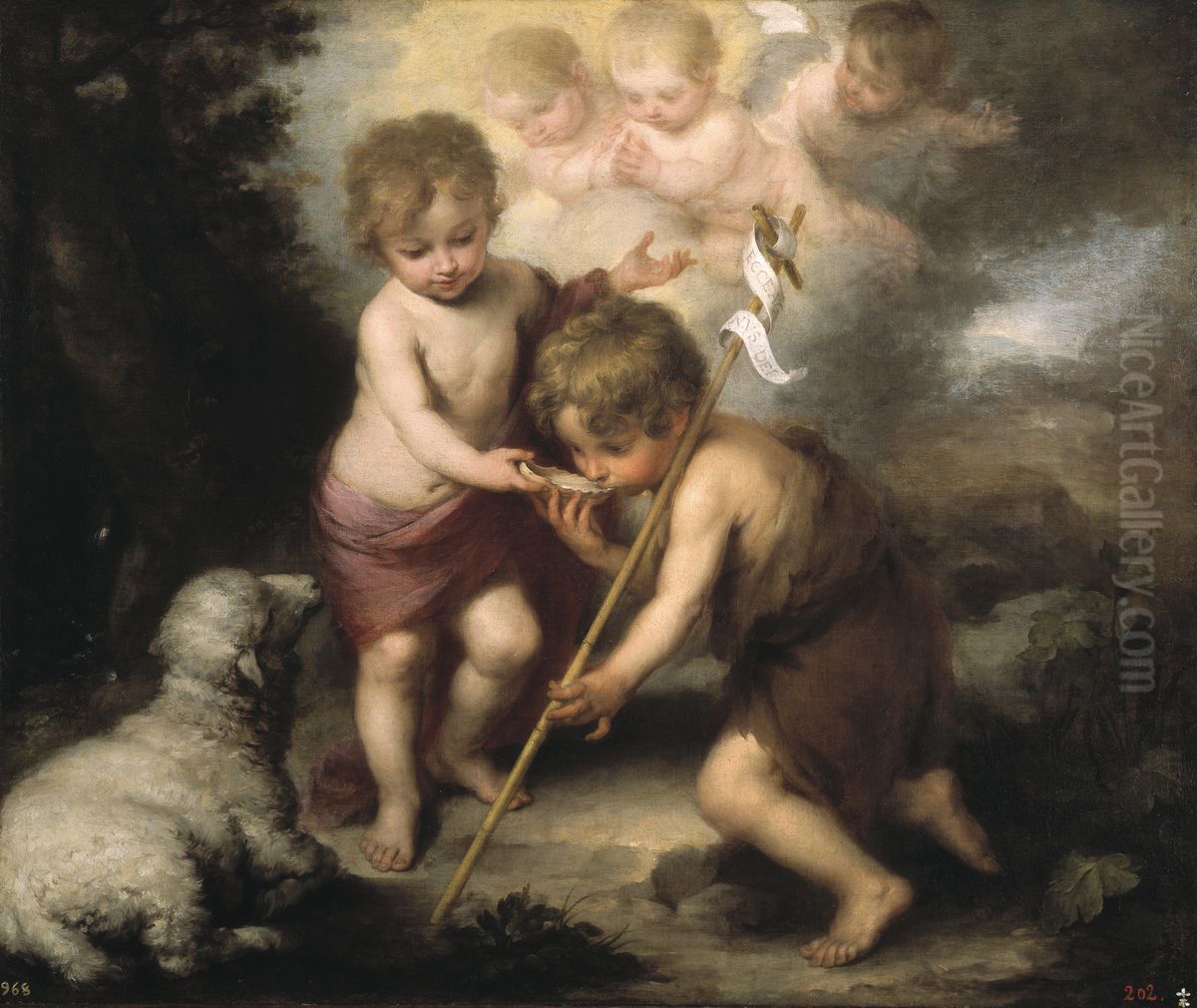 The Holy Children with a Shell Oil Painting by Bartolome Esteban Murillo