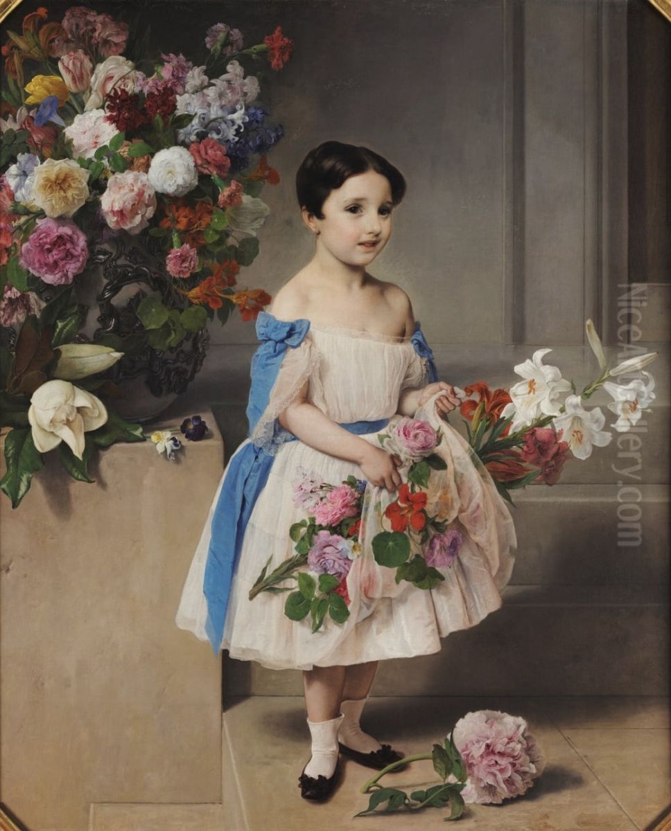 Portrait of Antonietta Negroni Prati Morosini as Child Oil Painting by Francesco Hayez