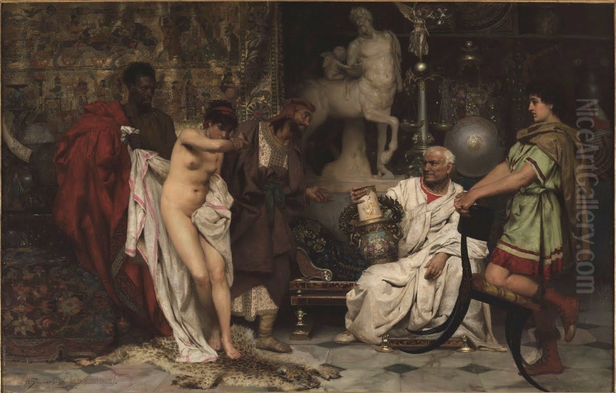 The Girl or the Vase? Oil Painting by Henryk Siemiradzki