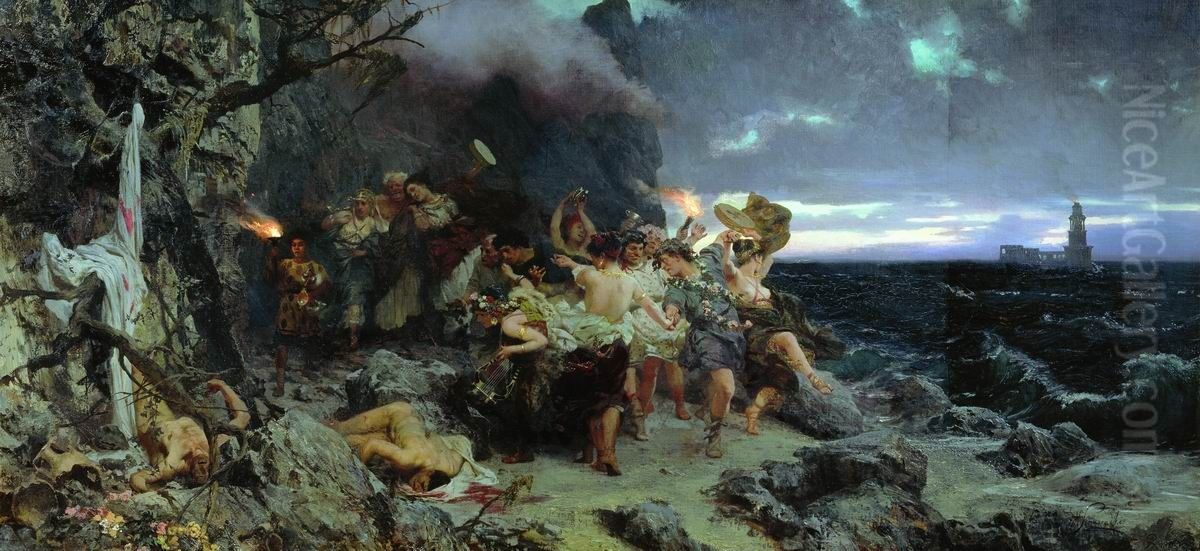 Orgy in the reign of Tiberius on the island of Capri Oil Painting by Henryk Siemiradzki