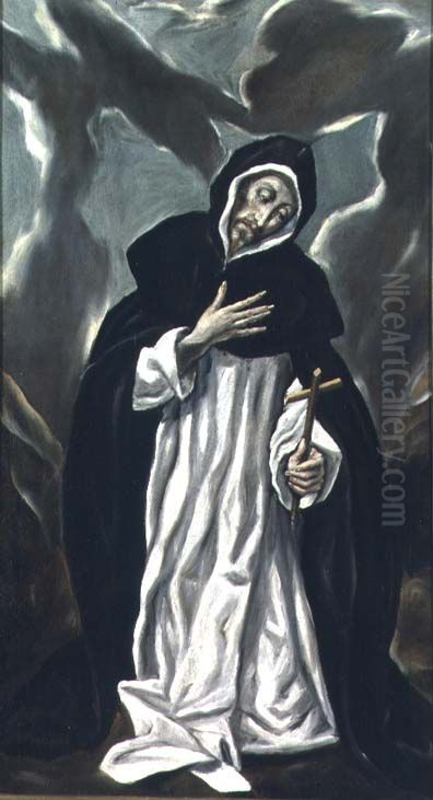 Saint Dominic praying Oil Painting by El Greco