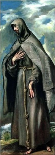 San Francisco representado de pie Oil Painting by El Greco