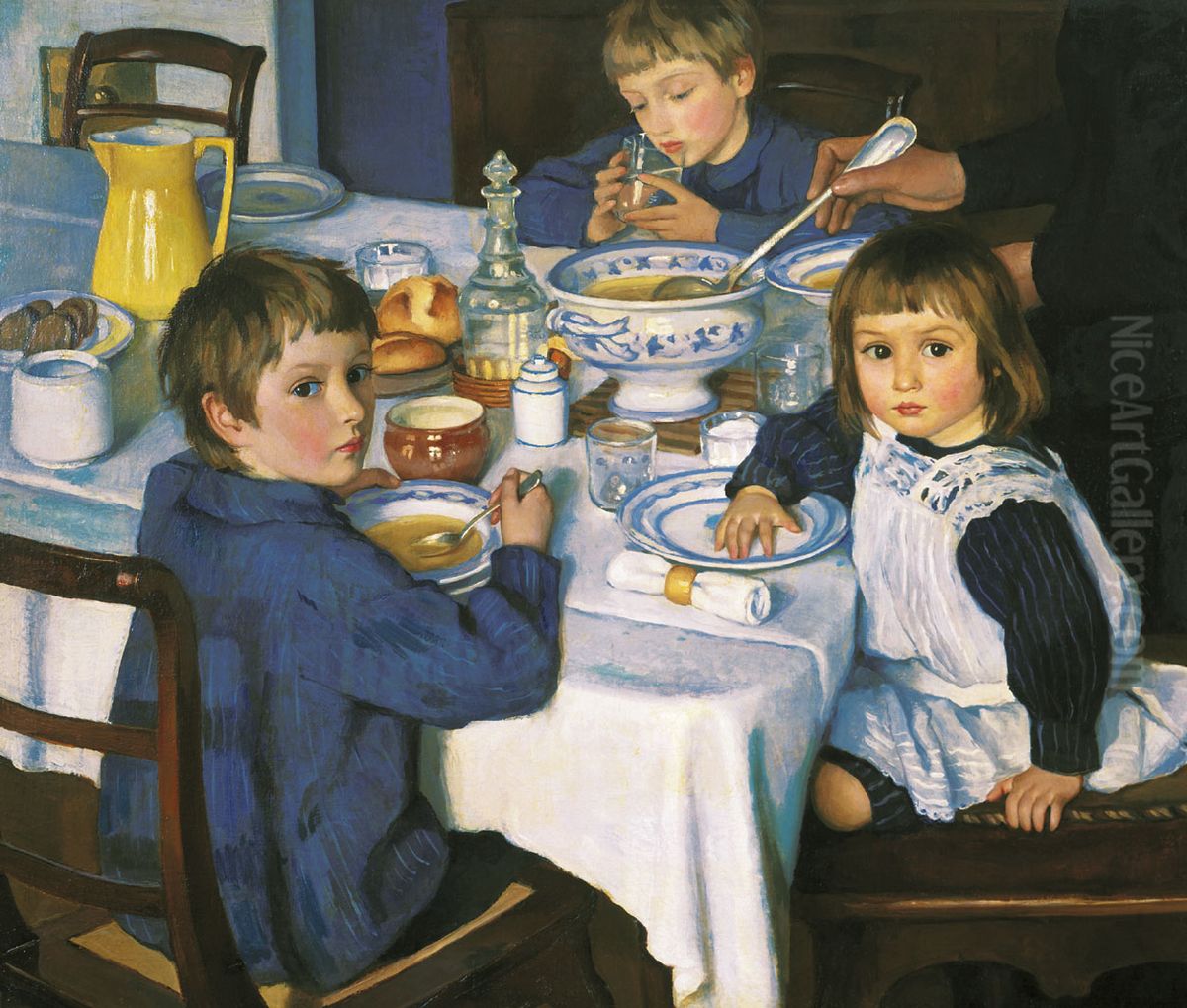 At Breakfast Oil Painting by Zinaida Serebryakova