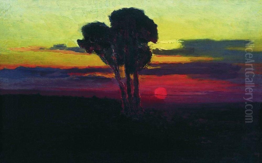 Sunset with trees Oil Painting by Arkhip Kuindzhi