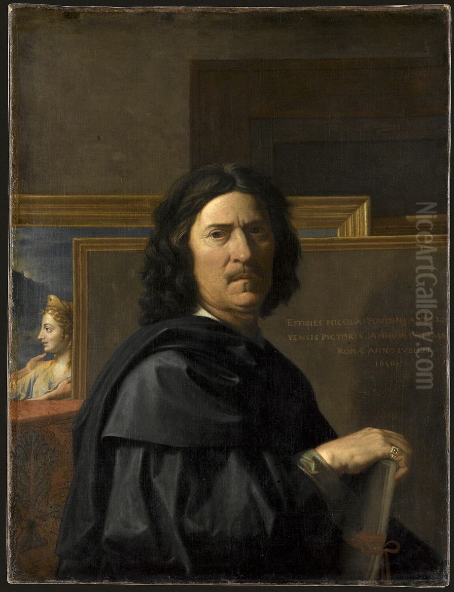 Self portrait of Nicolas Poussin (1594-1665) Oil Painting by Nicolas Poussin