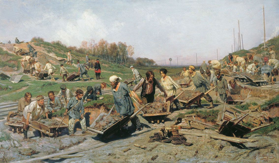 Repairing the Railway Oil Painting by Konstantin Savitsky