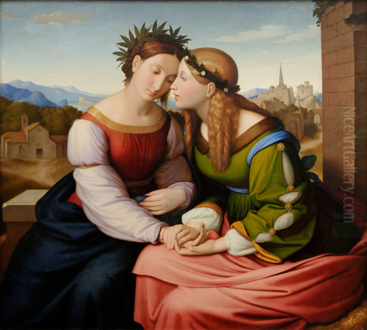 Italia und Germania Oil Painting by Johann Friedrich Overbeck