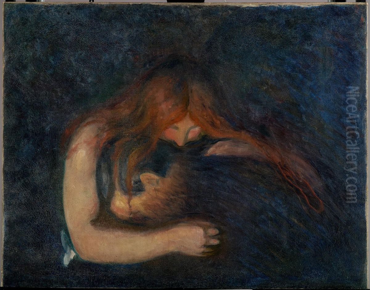 Vampire Oil Painting by Edvard Munch