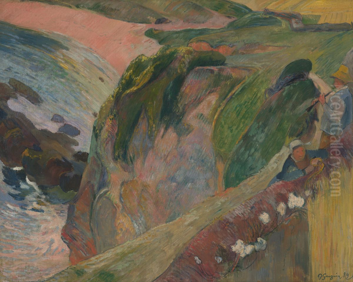 The Flageolet Player on the Cliff Oil Painting by Paul Gauguin