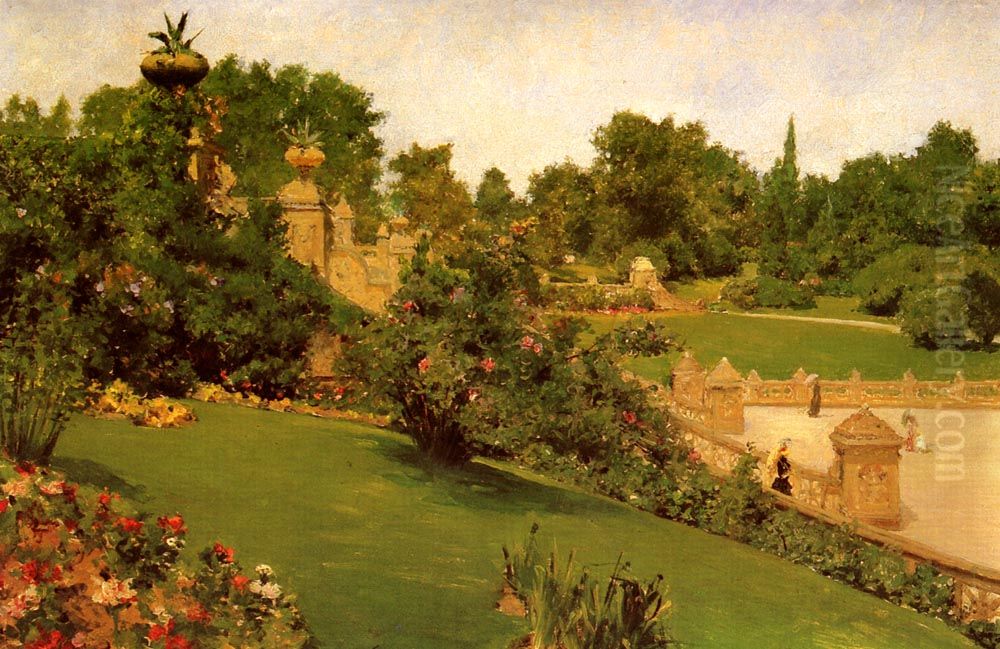 Terrace at the Mall Oil Painting by William Merritt Chase