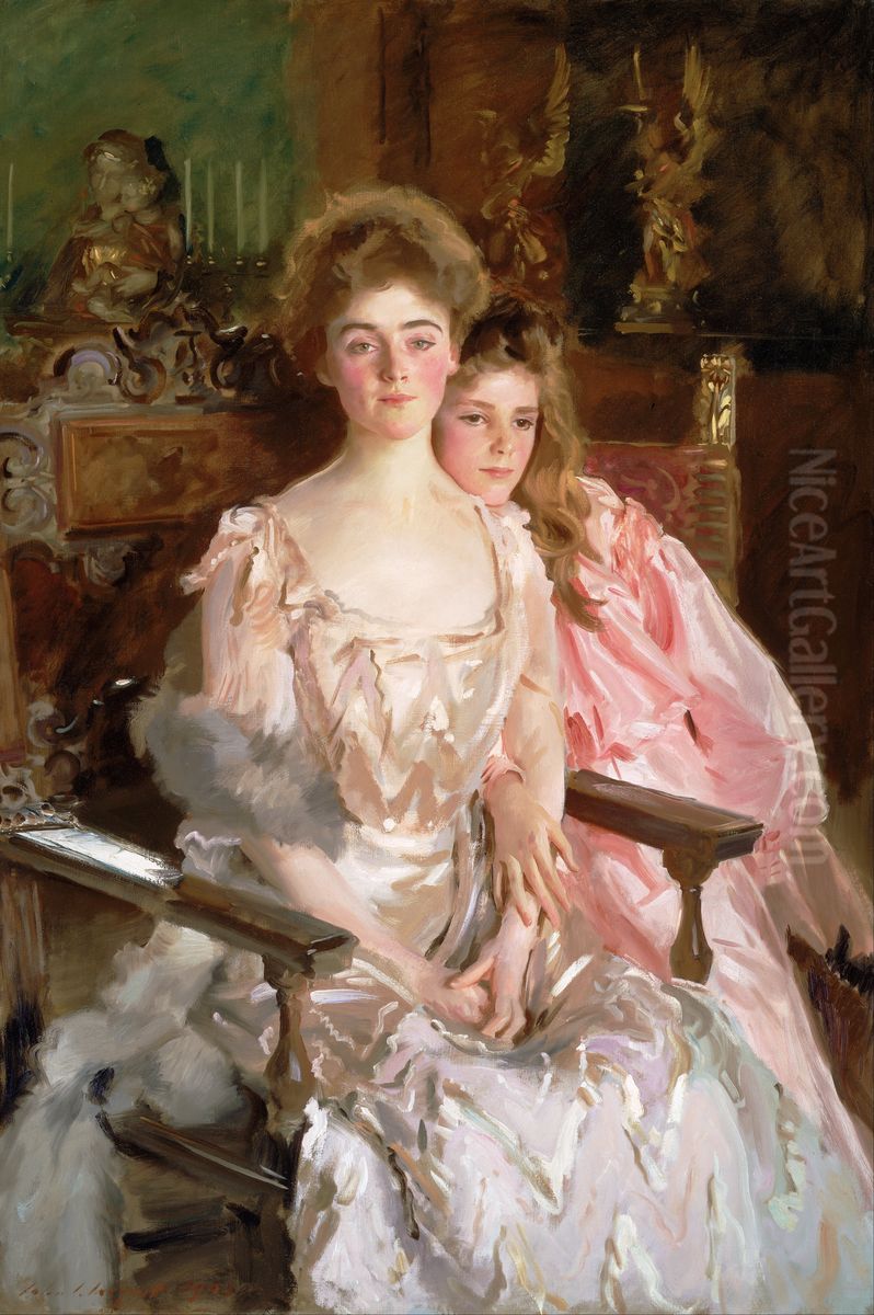 Mrs. Fiske Warren (Gretchen Osgood) and Her Daughter Rachel Oil Painting by John Singer Sargent
