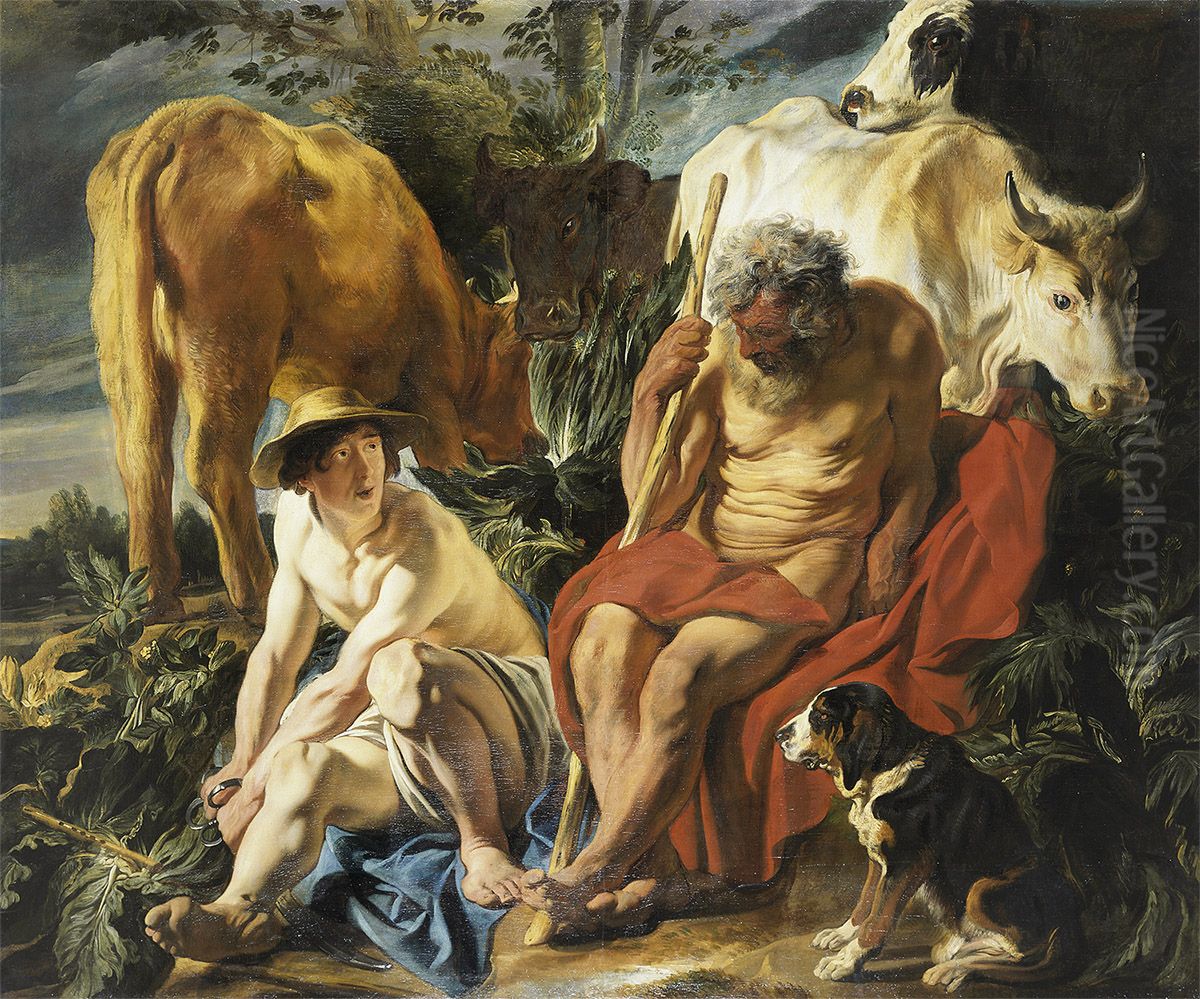 Mercury draws his sword to behead Argus (Ovid, Metamorphosis I, 568-723) Oil Painting by Jacob Jordaens