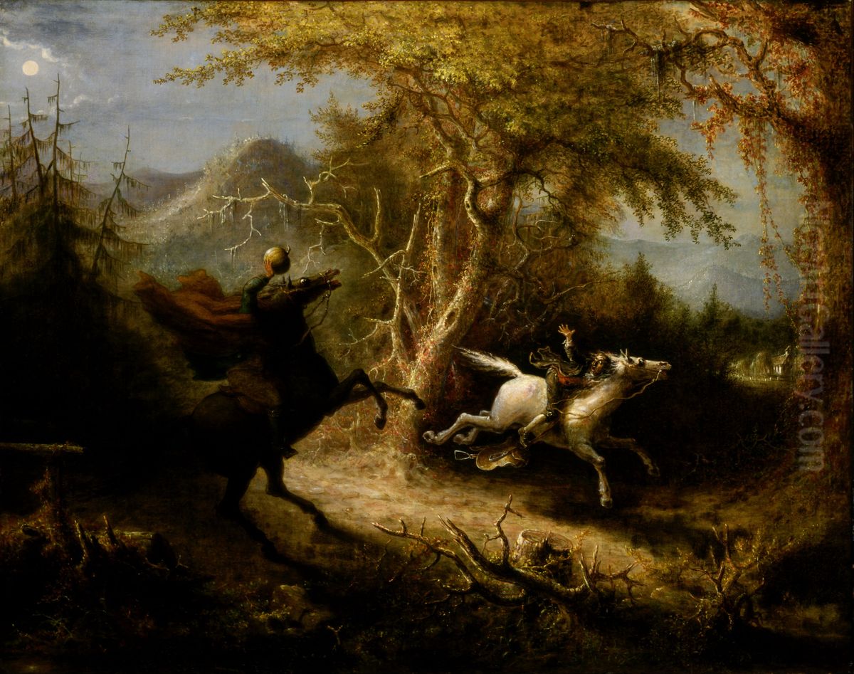 The Headless Horseman Pursuing Ichabod Crane Oil Painting by John Quidor