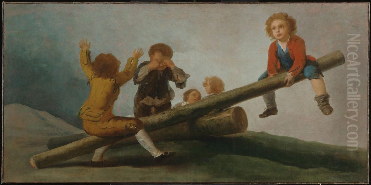 The Seesaw Oil Painting by Francisco Goya Fuendetodos