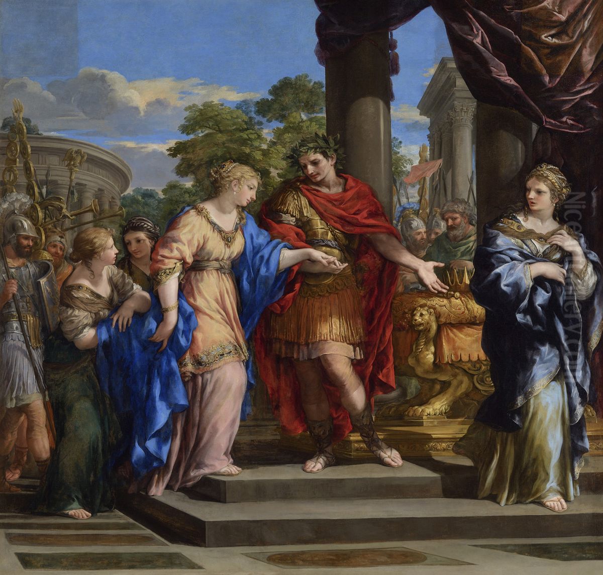 Caesar giving Cleopatra the Throne of Egypt Oil Painting by Pietro da Cortona