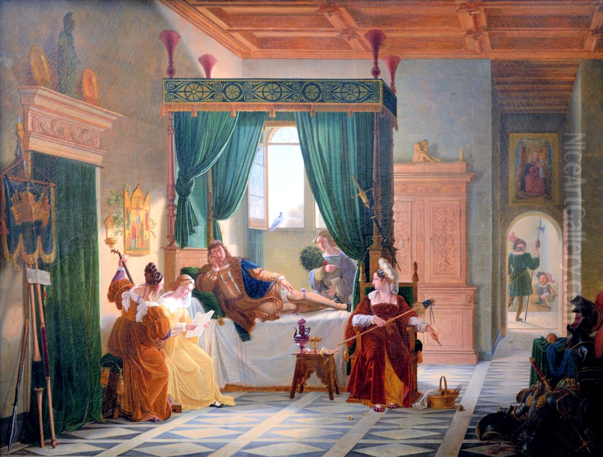 La Convalescence de Bayard. Oil Painting by Pierre Revoil