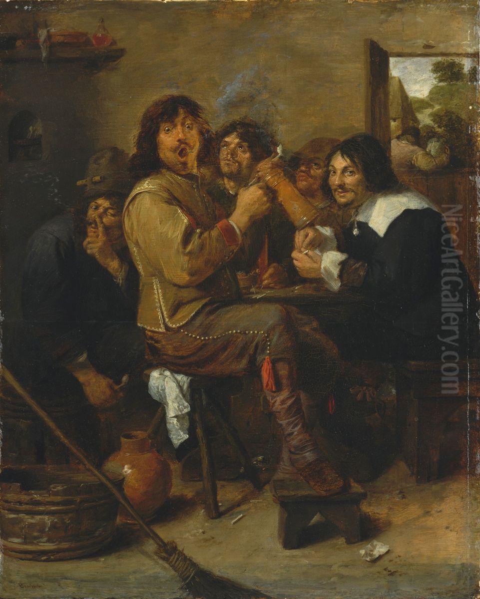 The Smokers Oil Painting by Adriaen Brouwer