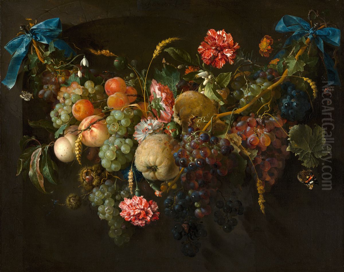 Guirlande van vruchten en bloemen Oil Painting by Jan Davidsz. De Heem