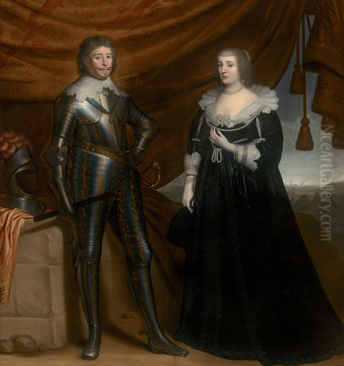 Double Portrait of Frederik Hendrik (1584- 1647) and Amalia of Solms-Braunfels (1602- 1675) Oil Painting by Gerard van Honthorst