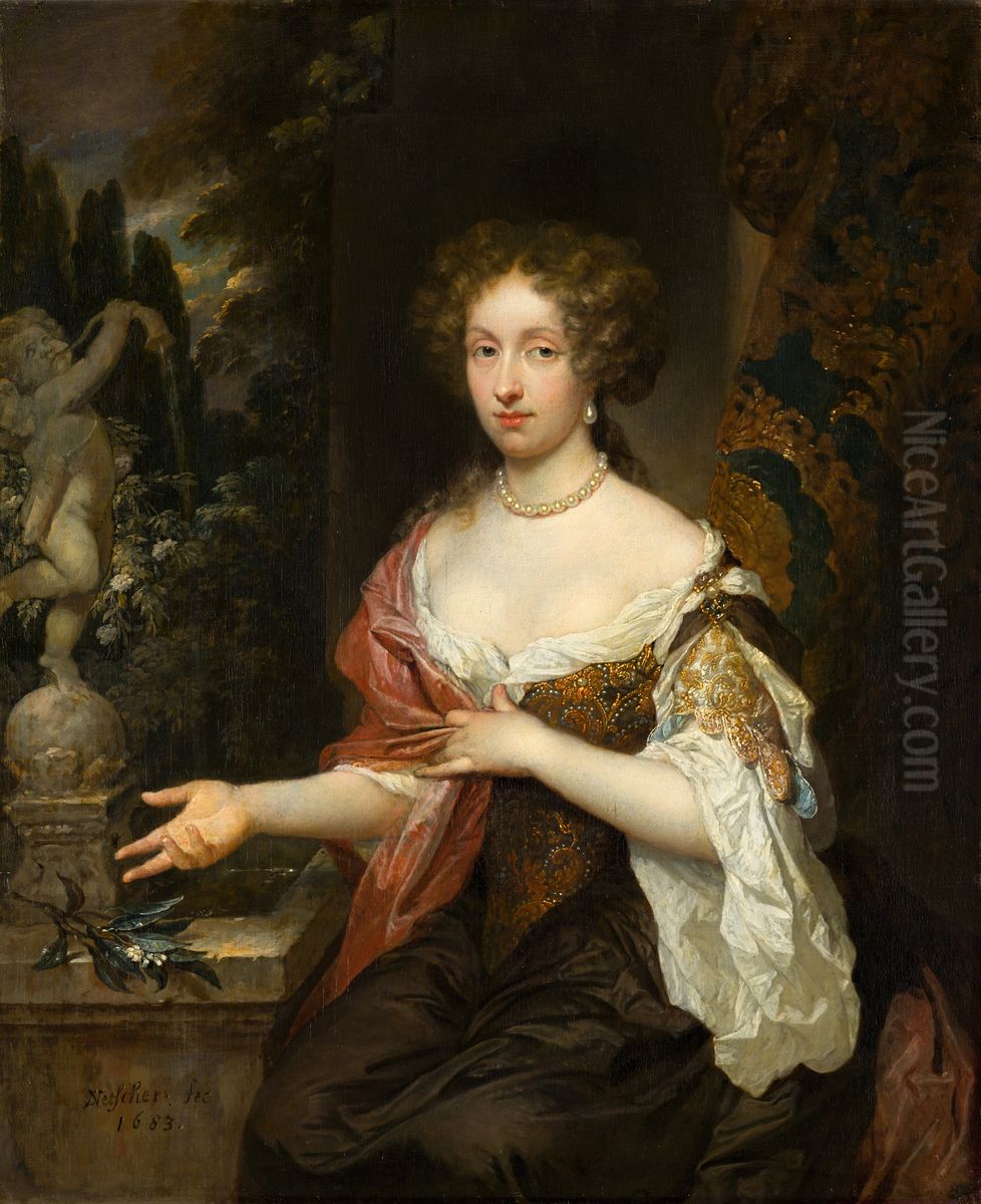 Portrait of Maria Timmers (1658-1753) Oil Painting by Caspar Netscher