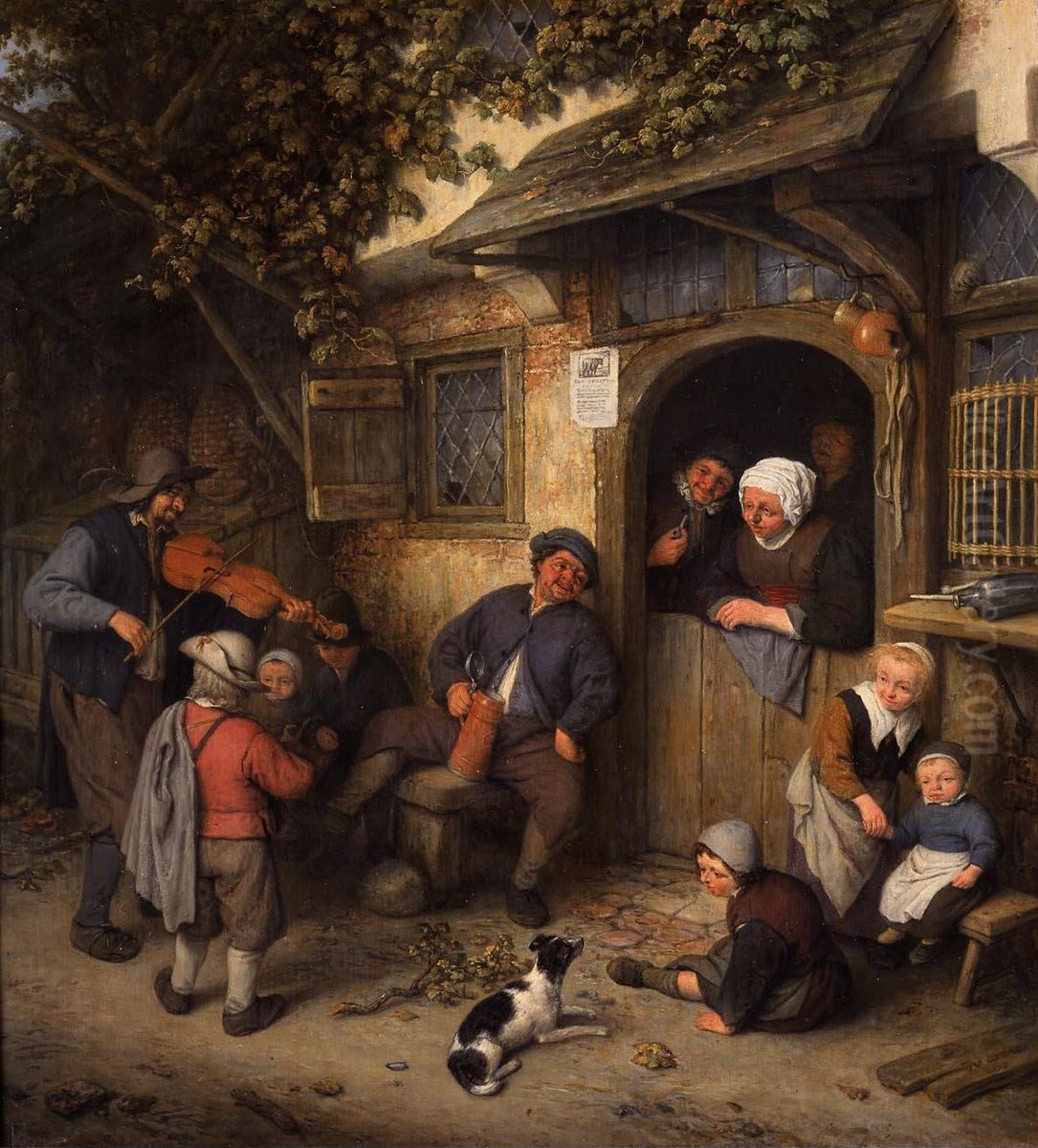 The Fiddler Oil Painting by Adriaen van Ostade