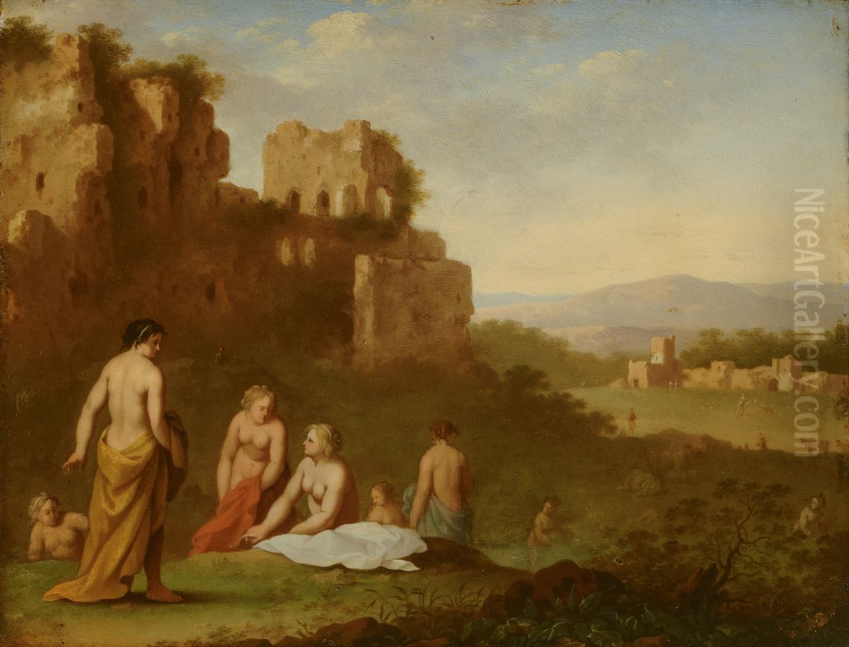 Nymphs Bathing Oil Painting by Johannes van Haensbergen