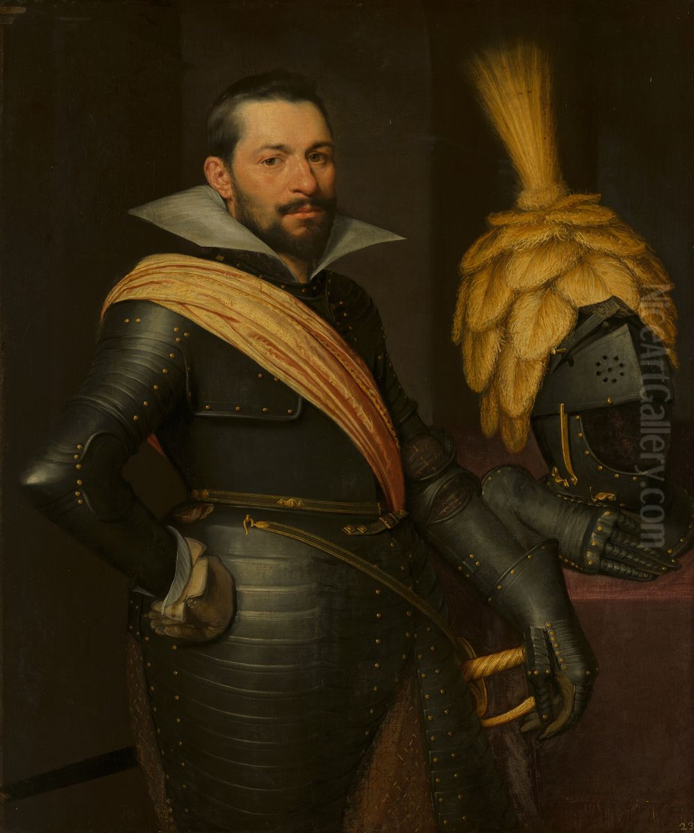Portrait of an Officer, possibly Gaspard de Coligny (1584-1646) Oil Painting by Jan Van Ravesteyn