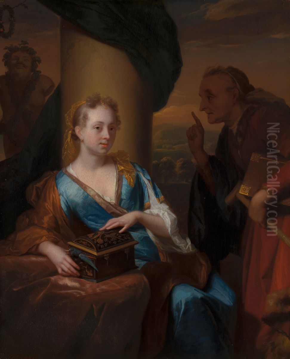 A Useless Moral Lesson Oil Painting by Godfried Schalcken