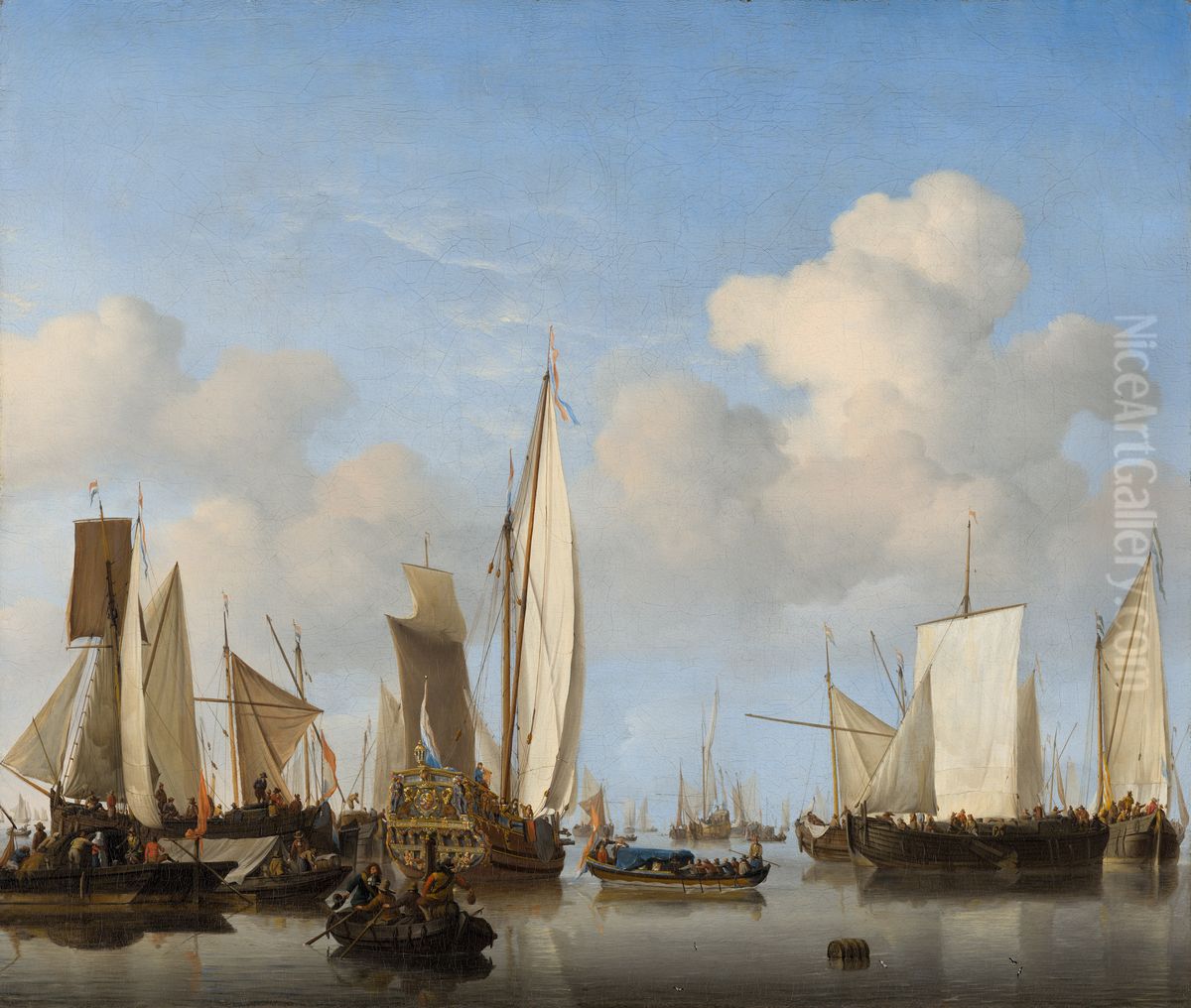 Ships in the Roads Oil Painting by Willem van de Velde the Younger