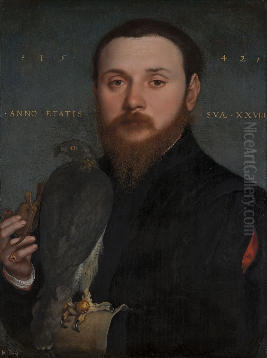 Portrait of a Nobleman with a Hawk Oil Painting by Hans Holbein the Younger
