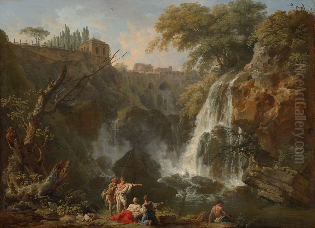 The Waterfalls at Tivoli, with the Villa of Maecenas Oil Painting by Joseph Vernet