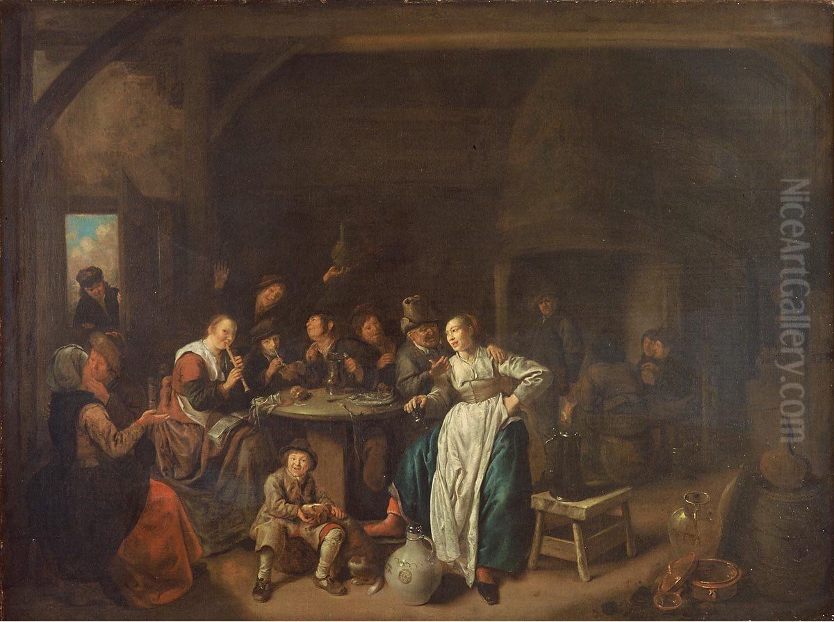 Interieur met boerenfeest Oil Painting by Jan Miense Molenaer