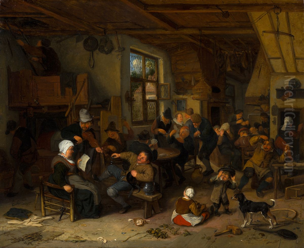 Peasant Inn Oil Painting by Cornelis Dusart