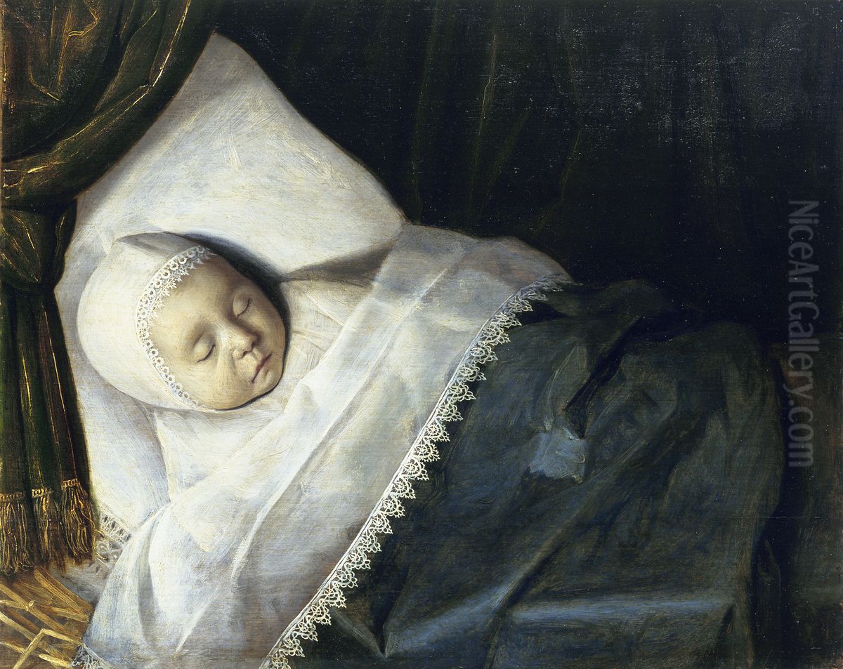 A Child of the Honigh Family on its Deathbed Oil Painting by unknown