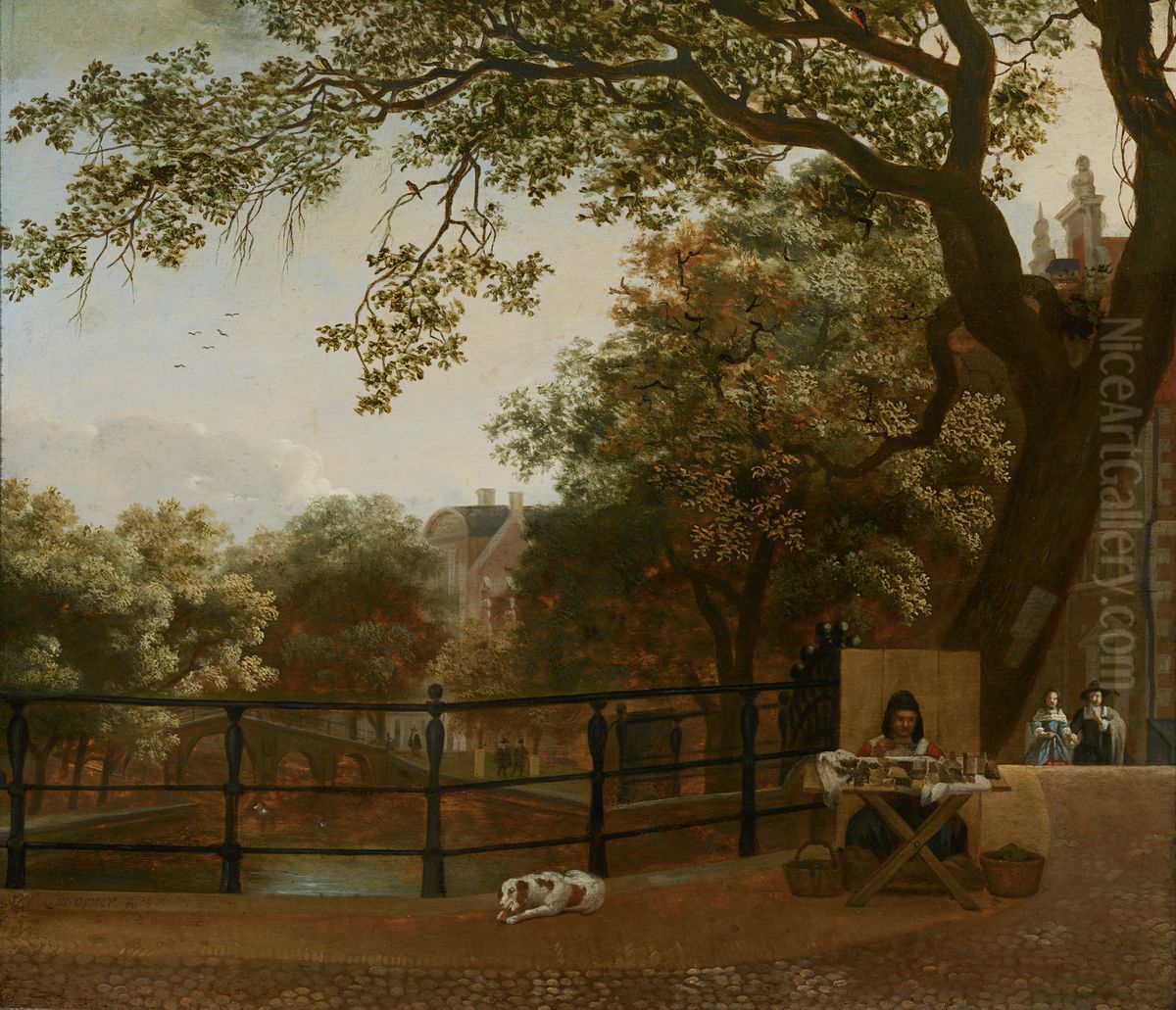 View of the Herengracht in Amsterdam Oil Painting by Hendrick ten Oever