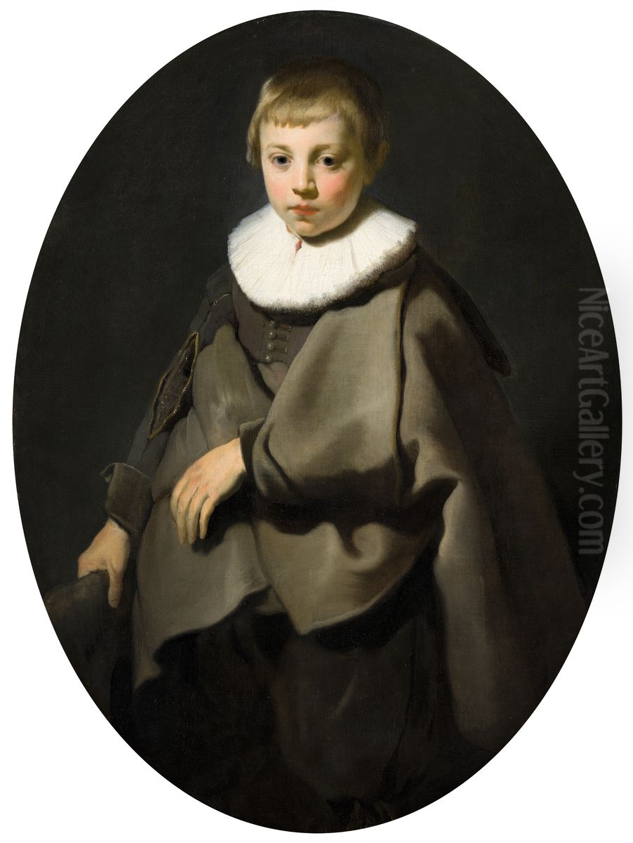 Portrait of a Boy in Grey Oil Painting by Jacob Adriaensz Backer