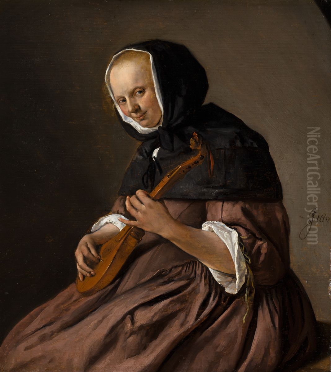 Woman Playing the Cittern Oil Painting by Jan Steen