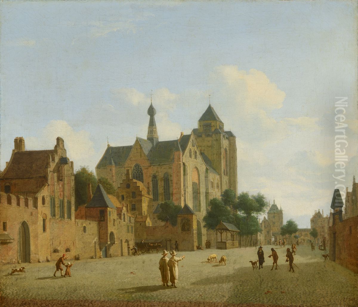 The Church at Veere) Oil Painting by Jan Van Der Heyden