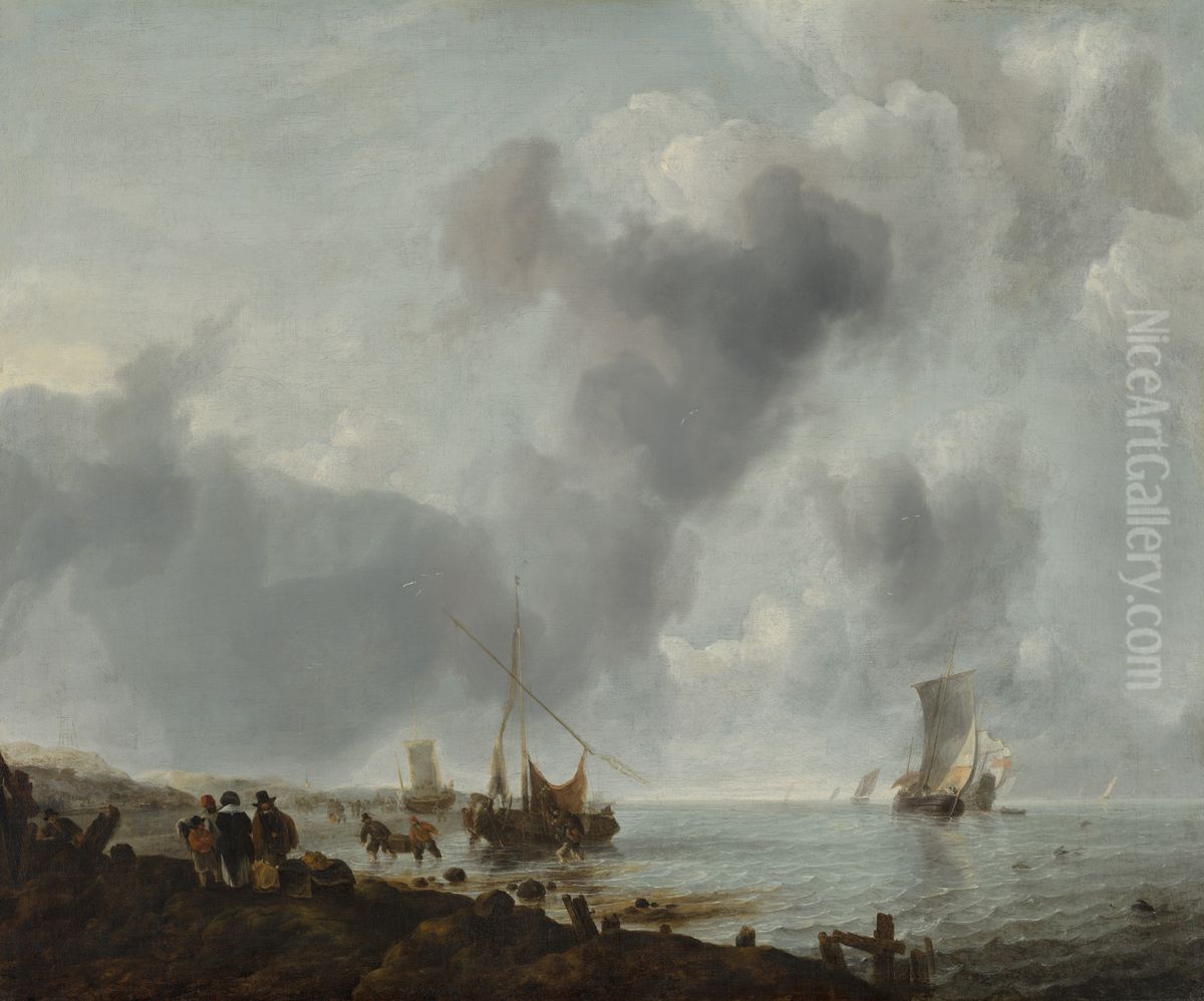 Ships off the Coast Oil Painting by Jan Van De Cappelle