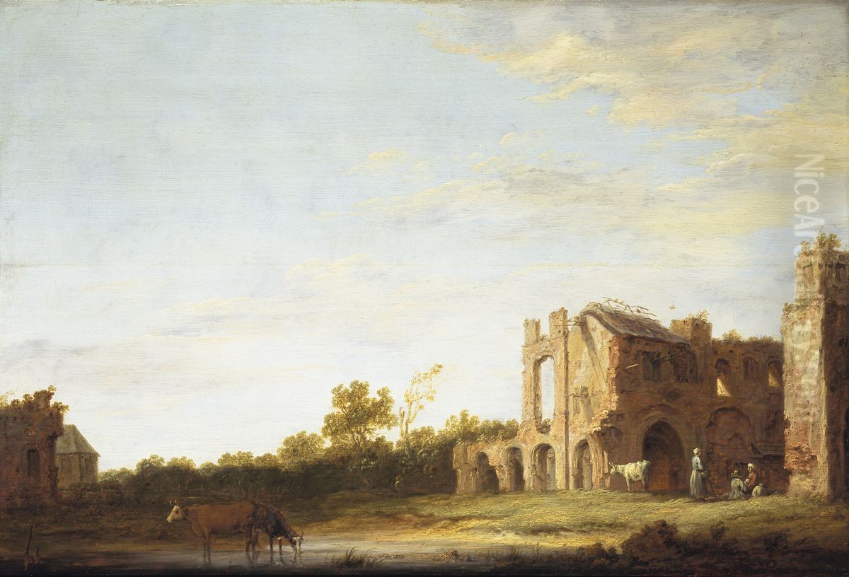 Landscape with the Ruins of Rijnsburg Abbey, near Leiden Oil Painting by Aelbert Cuyp
