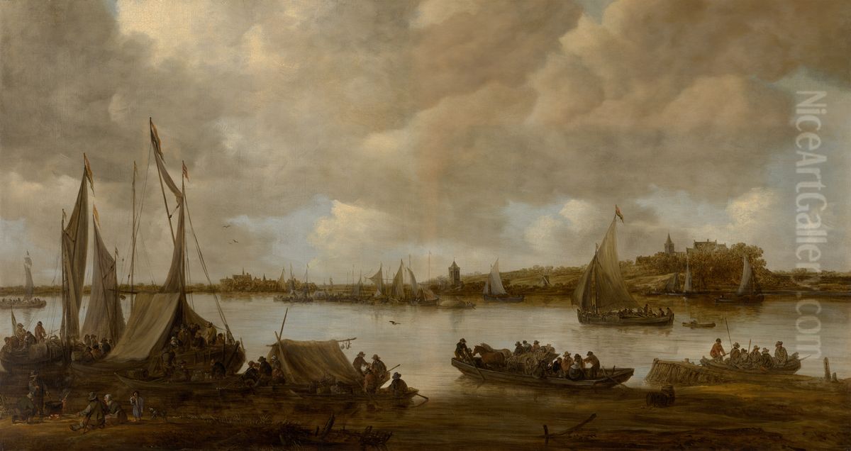 View of the Rhine near Hoog-Elten Oil Painting by Jan van Goyen