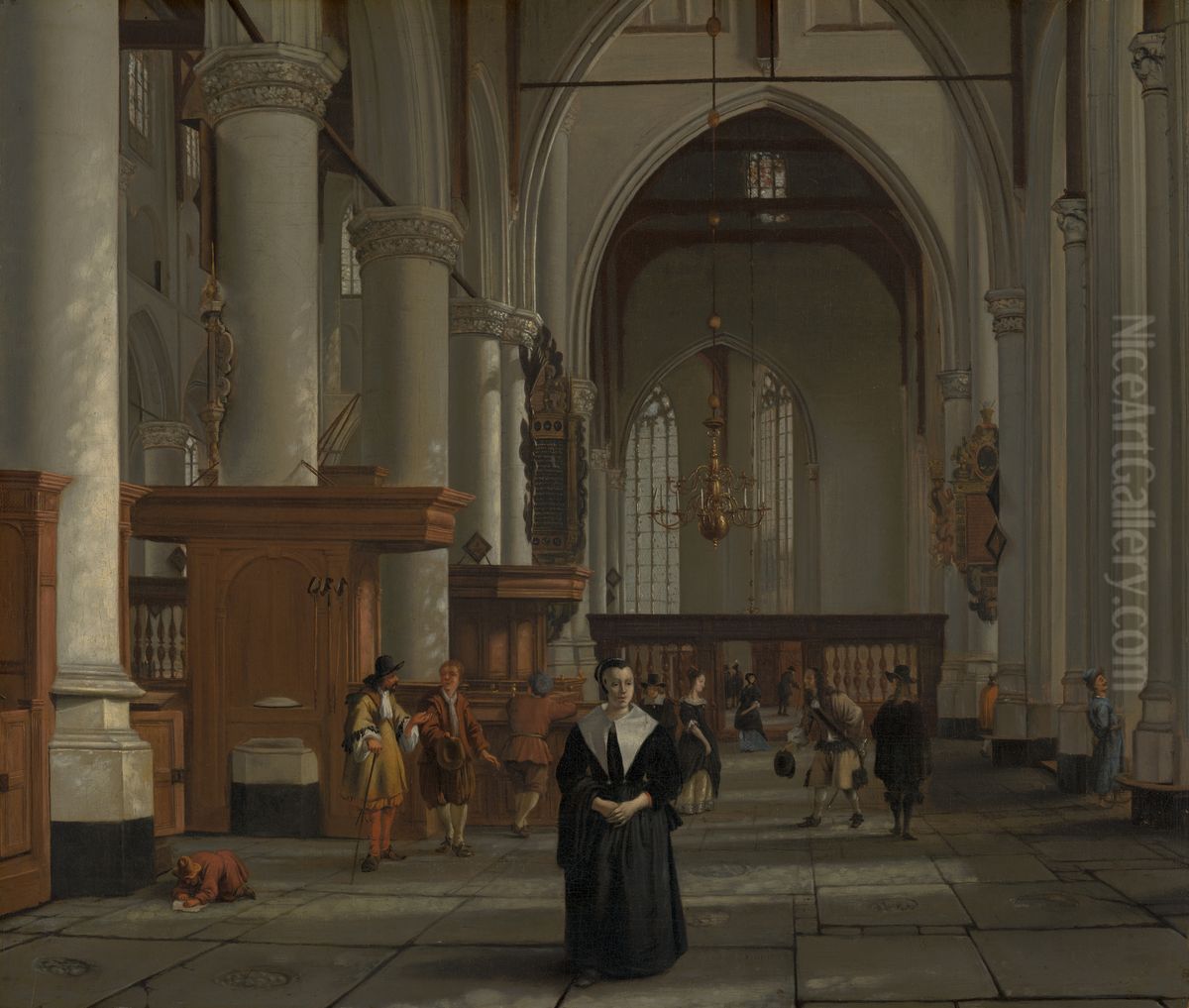Interior of the Laurenskerk in Rotterdam Oil Painting by Cornelis De Man