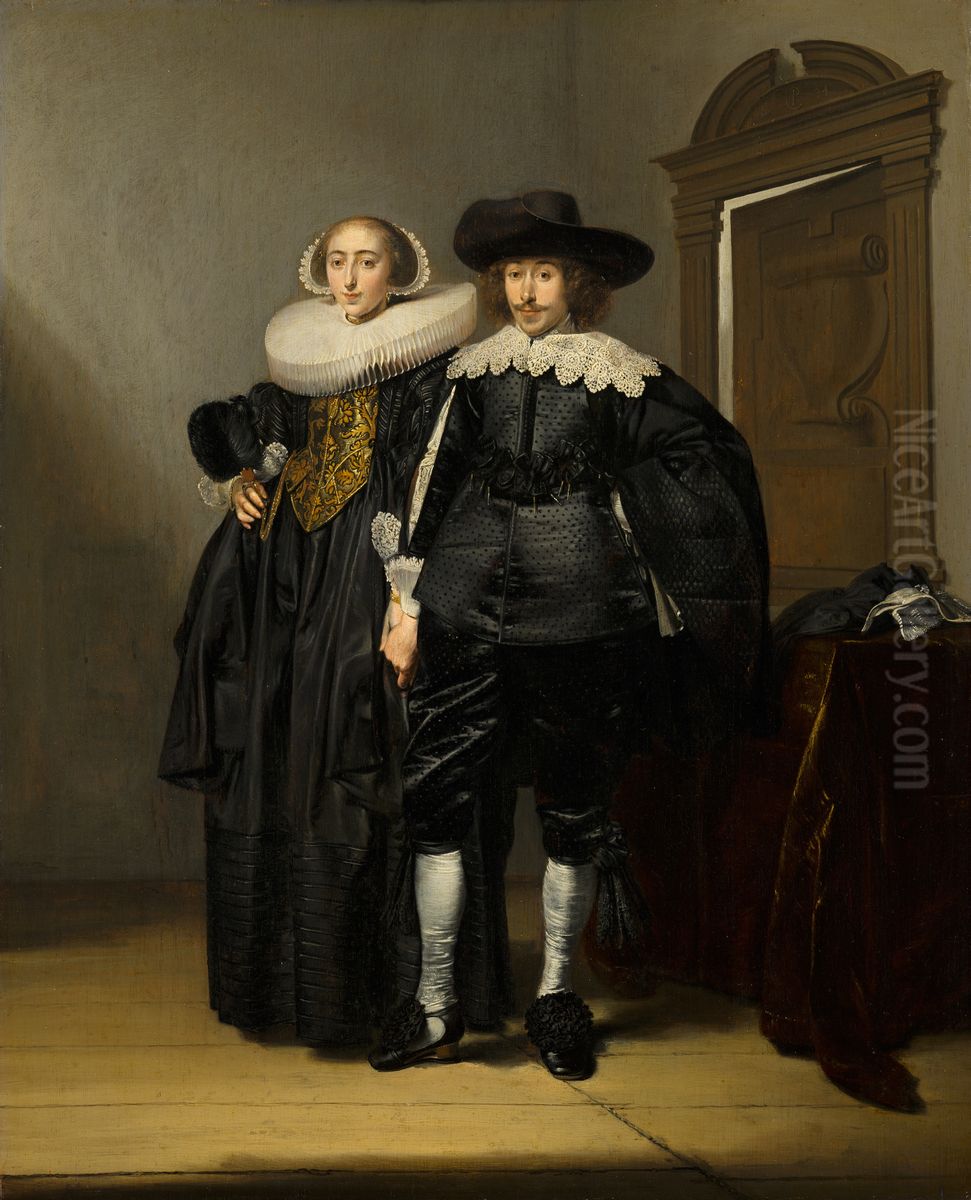 Portrait of a Married Couple Oil Painting by Pieter Codde