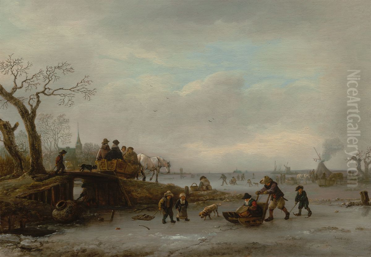 Ice Scene Oil Painting by Isaac Van Ostade