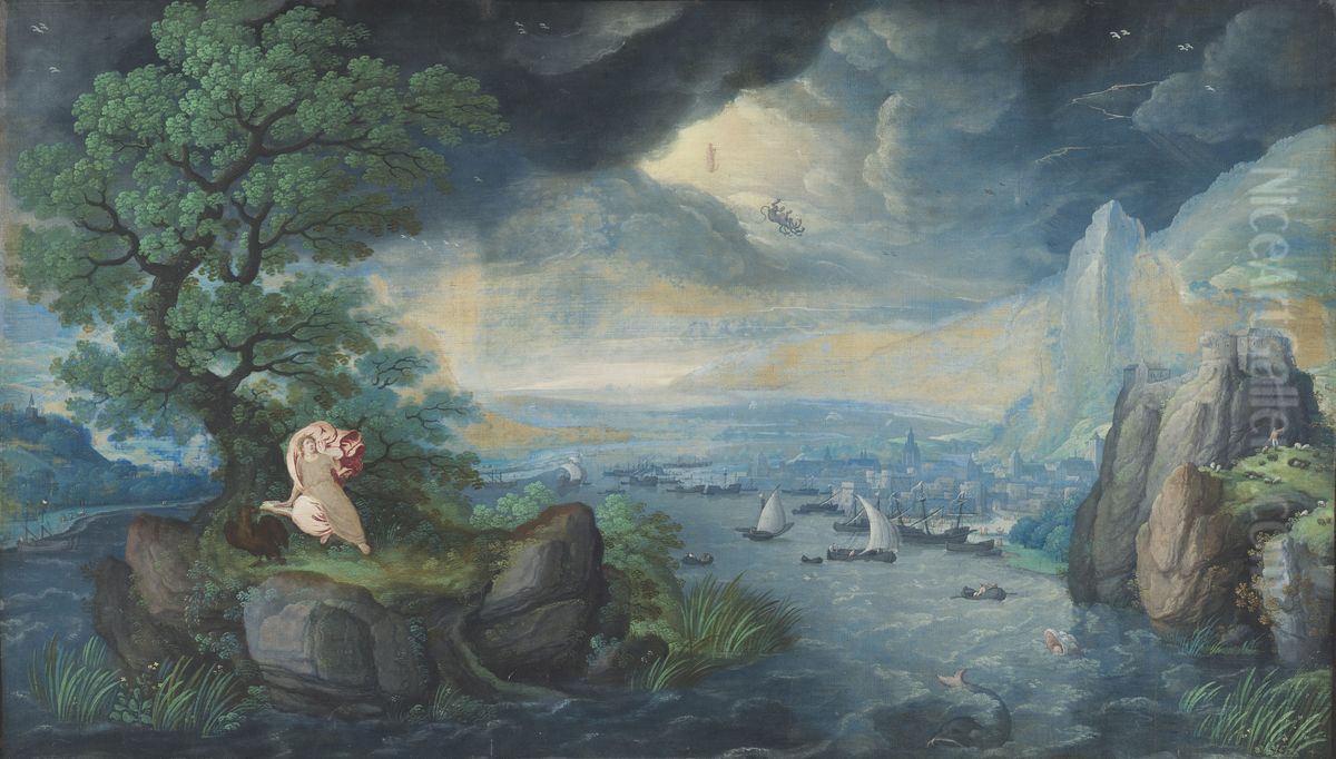 Imaginary Landscape with St. John on Patmos Oil Painting by Hans Bol